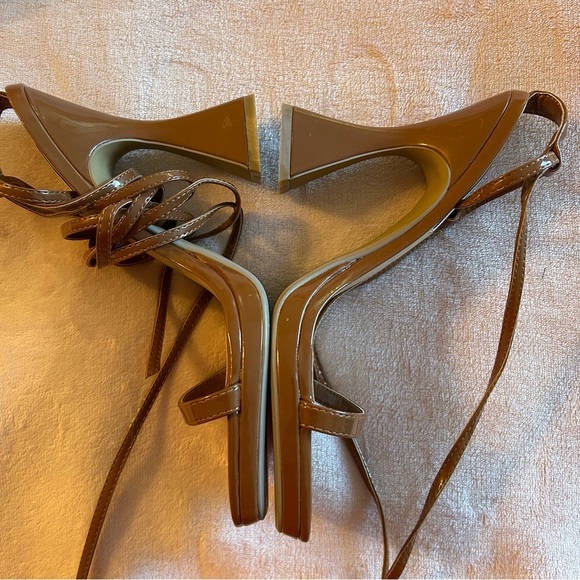 Steve Madden Lafayette Cognac lace up squared strappy heeled sandals size 8 - Picture 3 of 7